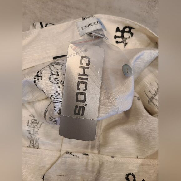 Chicos Awaken Serrano Silk/Linen Blend Wide-Leg Pants, Asian Design | 2/ L-12 - Picture 6 of 9